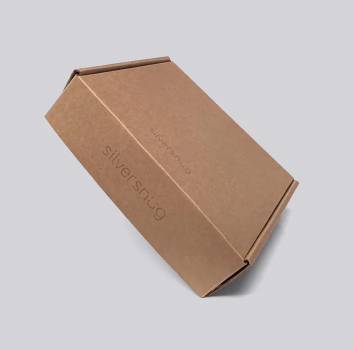 Silversnug corrugated card flat-pack box.