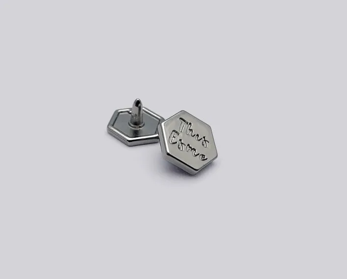 Die-cast rivet in polished finsh.