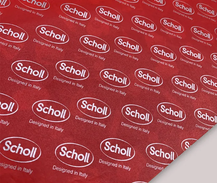 Custom tissue paper with metallic print logo.
